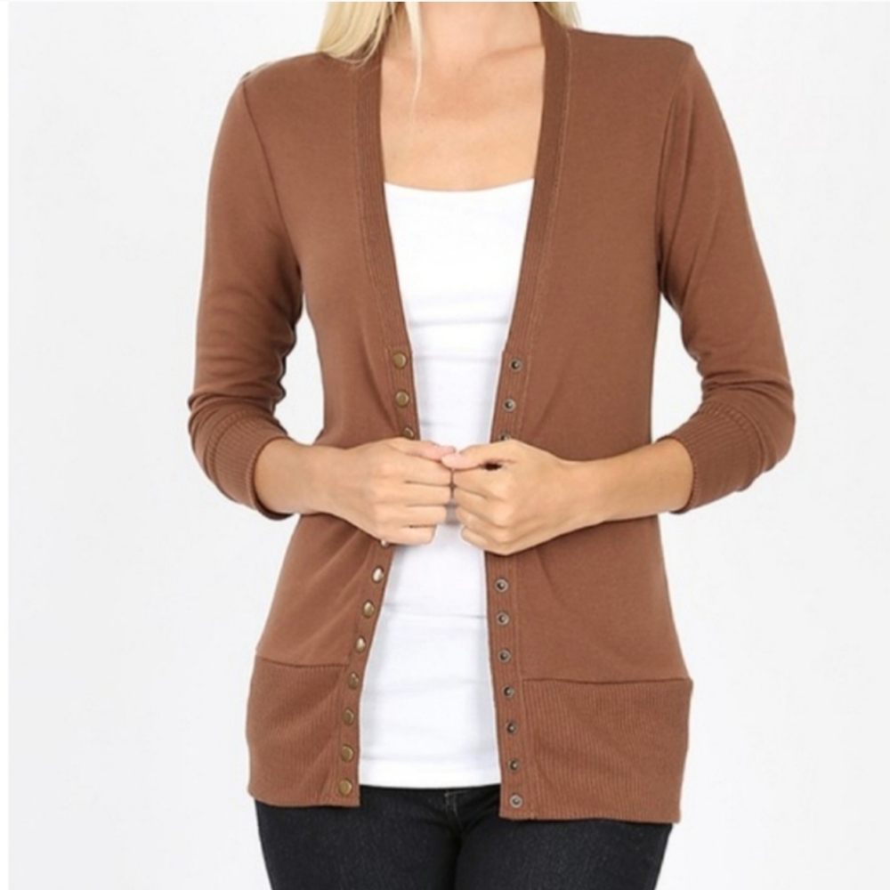 Plus size button sweater cardigan